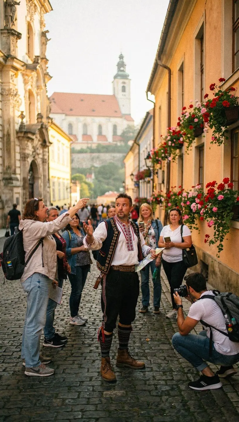 Hiker preparing safety gear in outdoor setting.
